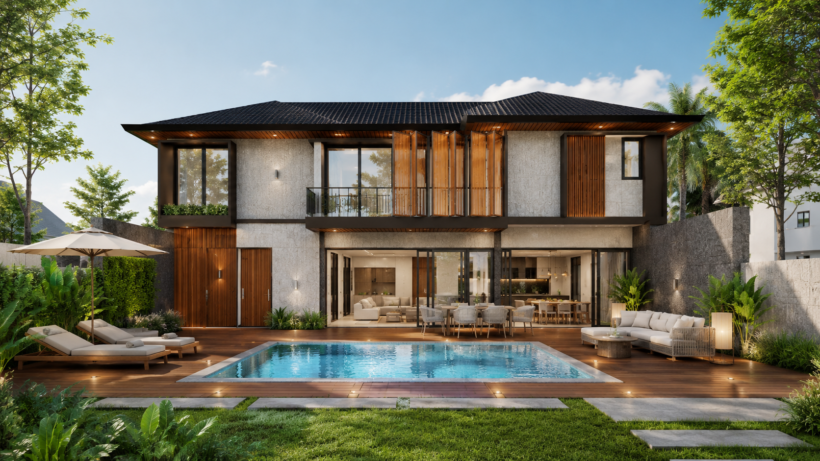 Bungalow rear pool exterior