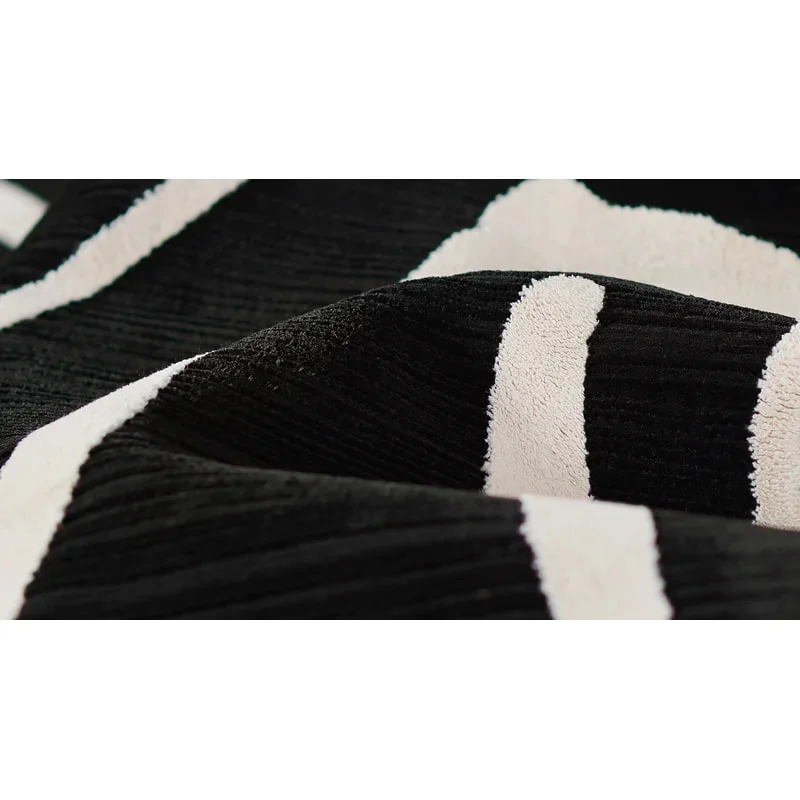PRG-10 Contemporary Abstract Mixed Nylon Polypropylene Black/Ivory Printed Machine-made Rug - Image 2