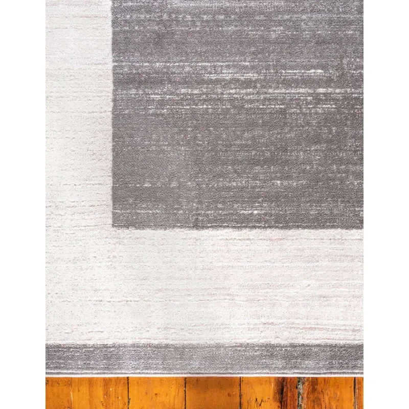 PRG-12 Modern Bordered Mixed Nylon Polypropylene Gray Printed Machine-made Rug - Image 2