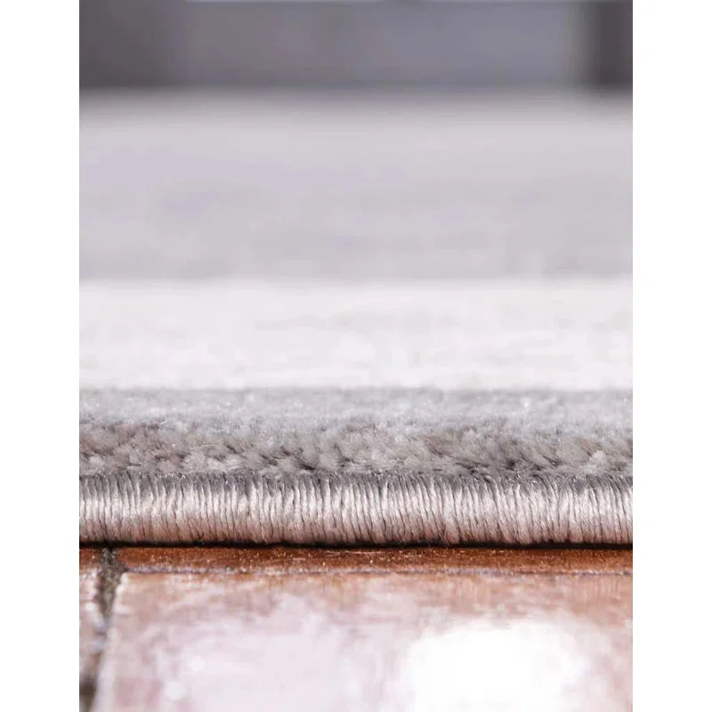PRG-12 Modern Bordered Mixed Nylon Polypropylene Gray Printed Machine-made Rug - Image 3