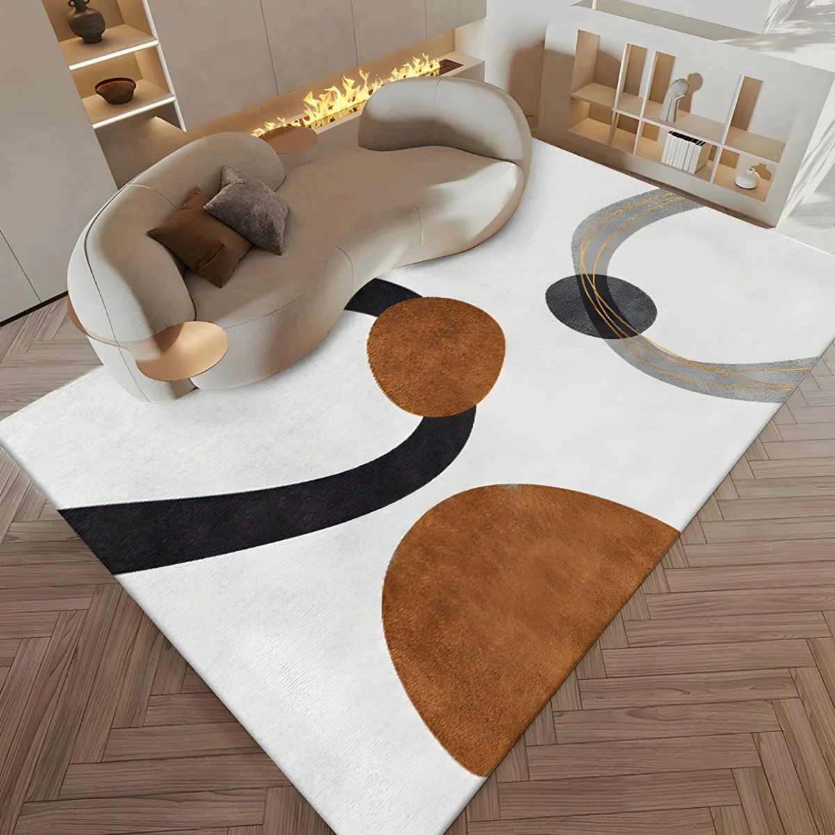 PRG-13 Modern Abstract Mixed Nylon Polypropylene Multi-color Printed Machine-made Rug