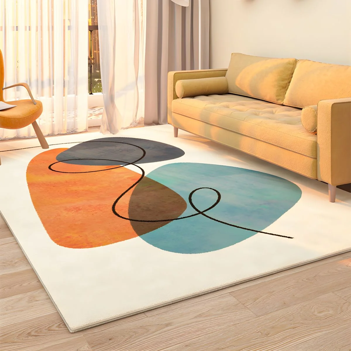 PRG-14 Modern Abstract Mixed Nylon Polypropylene Multi-color Printed Machine-made Rug