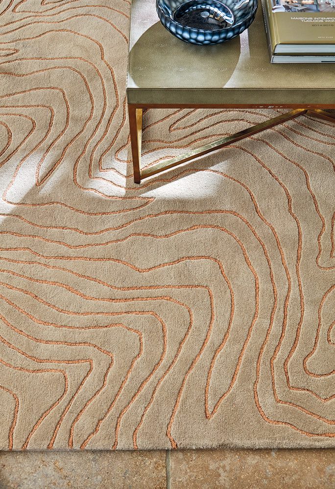 PRG-15 Minimalist Abstract Mixed Nylon Polypropylene Beige Printed Machine-made Rug - Image 2