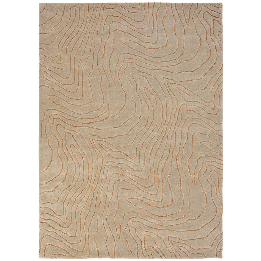 PRG-15 Minimalist Abstract Mixed Nylon Polypropylene Beige Printed Machine-made Rug - Image 3