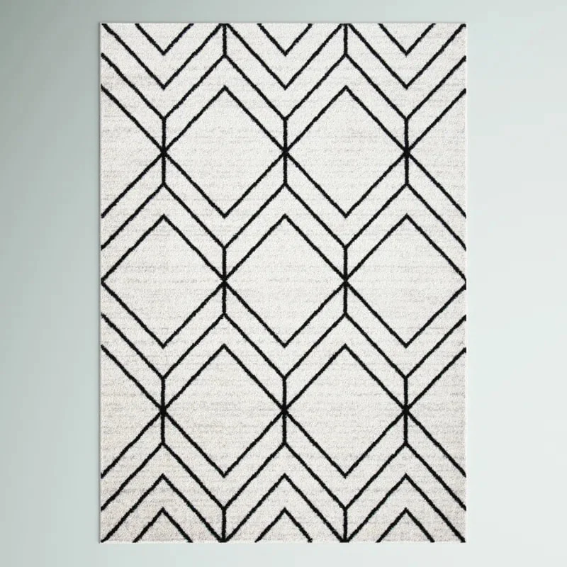 PRG-16 Modern Contemporary Geometric Mixed Nylon Polypropylene Black/Gray Printed Machine-made Rug - Image 6