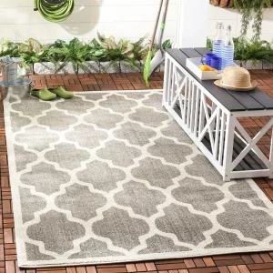 PRG-17 Transitional Geometric Mixed Nylon Polypropylene Gray Printed Machine-made Rug