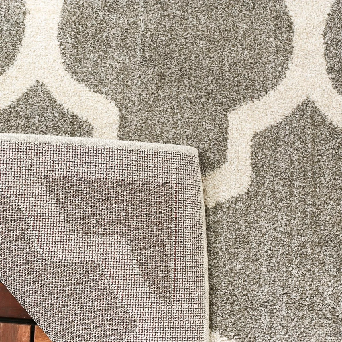 PRG-17 Transitional Geometric Mixed Nylon Polypropylene Gray Printed Machine-made Rug - Image 3