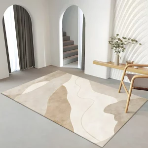 PRG-18 Modern Color Block Mixed Nylon Polypropylene Cream/Beige Printed Machine-made Rug