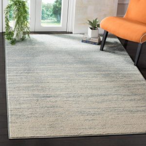 PRG-2 Transitional Abstract Mixed Nylon Polypropylene Sage/Ivory Printed Machine-made Rug