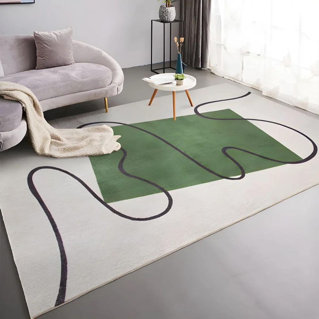 PRG-20 Minimalist Abstract Mixed Nylon Polypropylene Beige/Green Printed Machine-made Rug