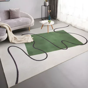 PRG-20 Minimalist Abstract Mixed Nylon Polypropylene Beige/Green Printed Machine-made Rug