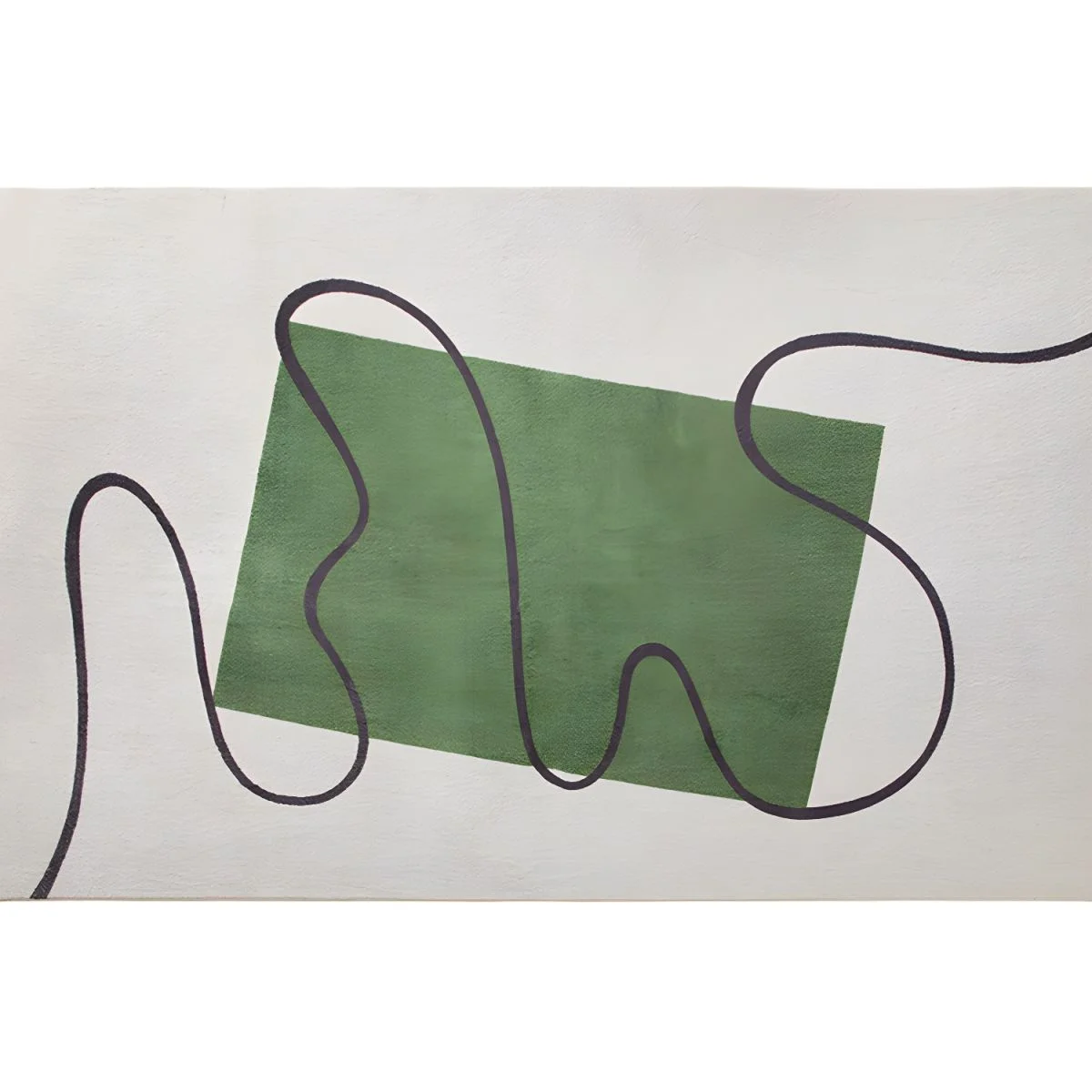 PRG-20 Minimalist Abstract Mixed Nylon Polypropylene Beige/Green Printed Machine-made Rug - Image 2