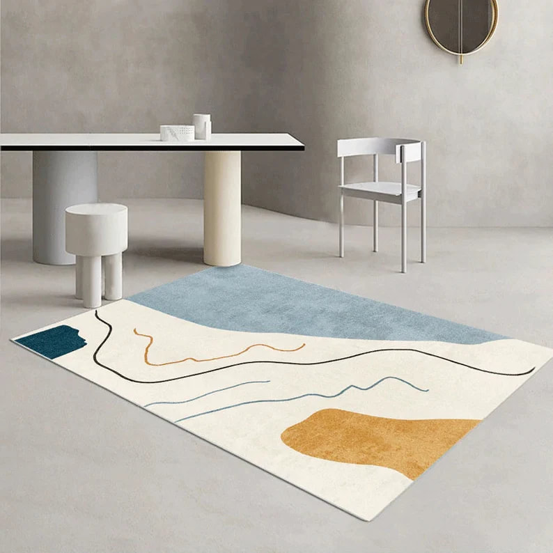 PRG-21 Nordic Abstract Mixed Nylon Polypropylene Multi-color Printed Machine-made Rug