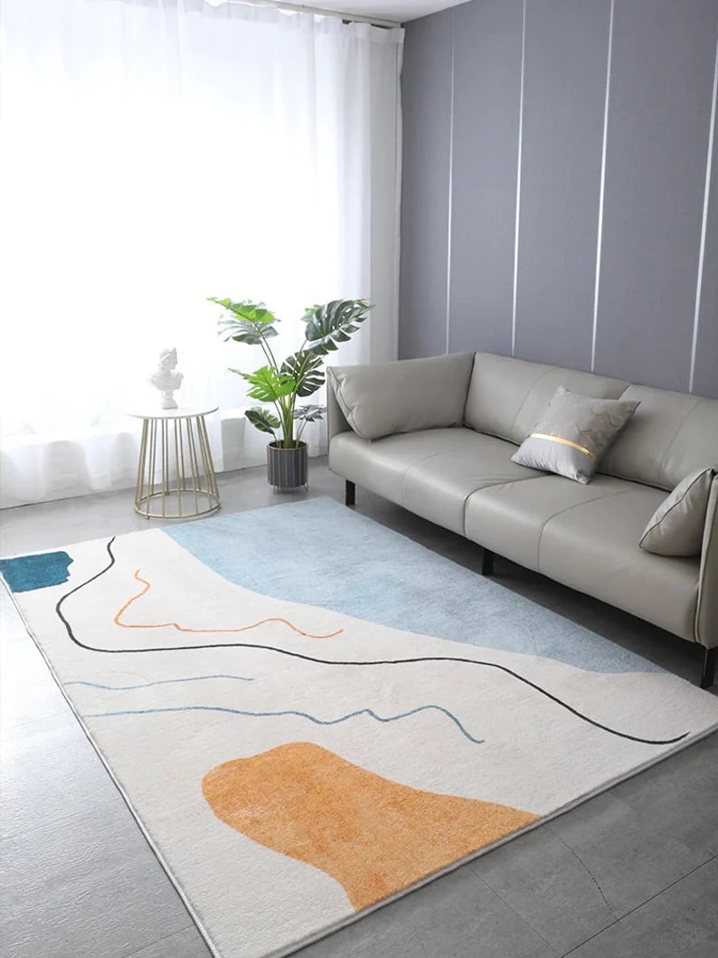PRG-21 Nordic Abstract Mixed Nylon Polypropylene Multi-color Printed Machine-made Rug - Image 3