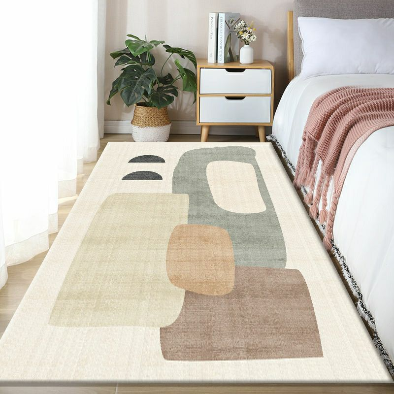 PRG-22 Scandinavian Color Block Mixed Nylon Polypropylene Multi-color Printed Machine-made Rug