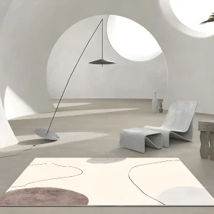 PRG-23 Modern Abstract Mixed Nylon Polypropylene Cream Printed Machine-made Rug