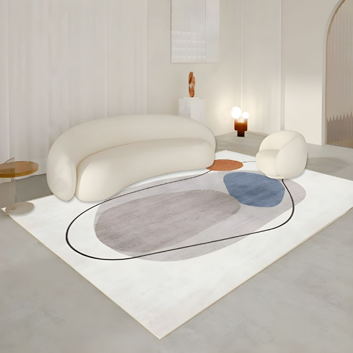 PRG-24 Modern Color Block Mixed Nylon Polypropylene Multi-color Printed Machine-made Rug