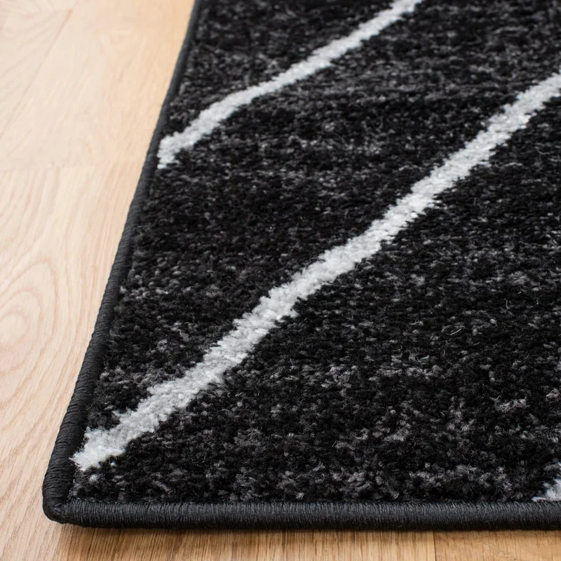 PRG-26 Modern Geometric Mixed Nylon Polypropylene Black Printed Machine-made Rug - Image 2