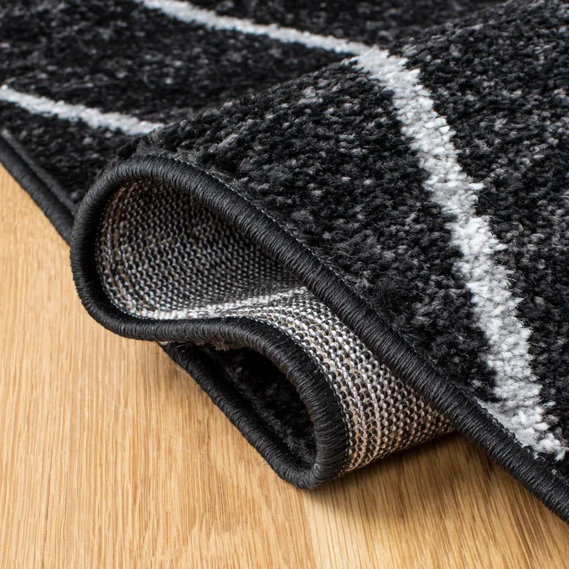 PRG-26 Modern Geometric Mixed Nylon Polypropylene Black Printed Machine-made Rug - Image 3