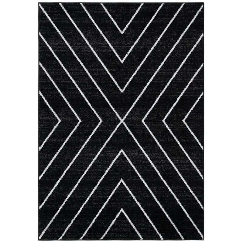 PRG-26 Modern Geometric Mixed Nylon Polypropylene Black Printed Machine-made Rug - Image 5