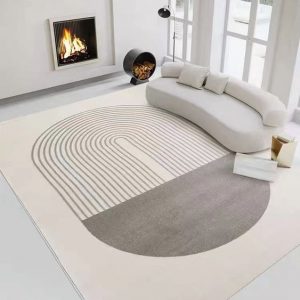 PRG-28 Minimalist Geometric Mixed Nylon Polypropylene Beige Printed Machine-made Rug