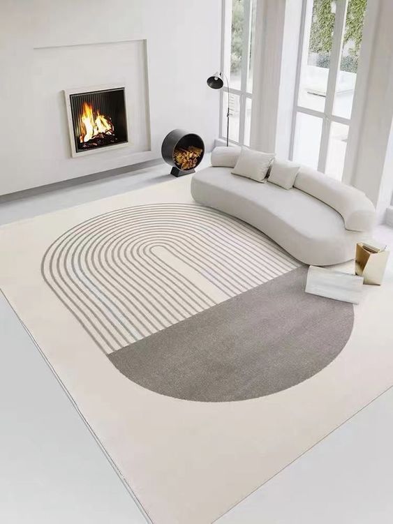 PRG-28 Minimalist Geometric Mixed Nylon Polypropylene Beige Printed Machine-made Rug