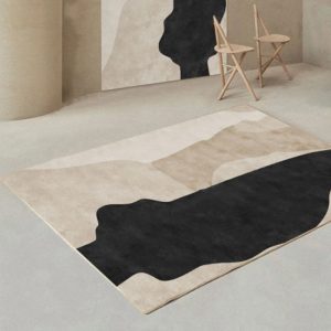PRG-30 Modern Color Block Mixed Nylon Polypropylene Taupe Printed Machine-made Rug