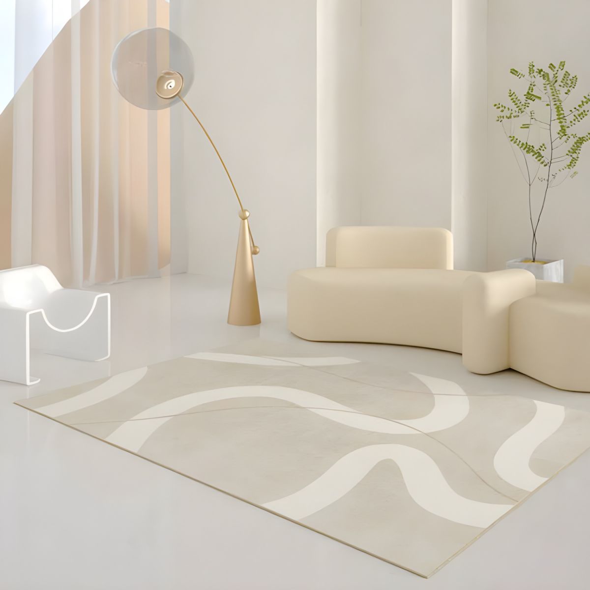 PRG-34 Minimalist Color Block Mixed Nylon Polypropylene Multi-color Printed Machine-made Rug