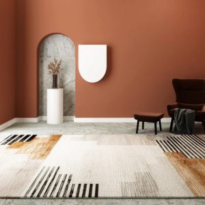 PRG-36 Minimalist Striped Mixed Nylon Polypropylene Multi-color Printed Machine-made Rug