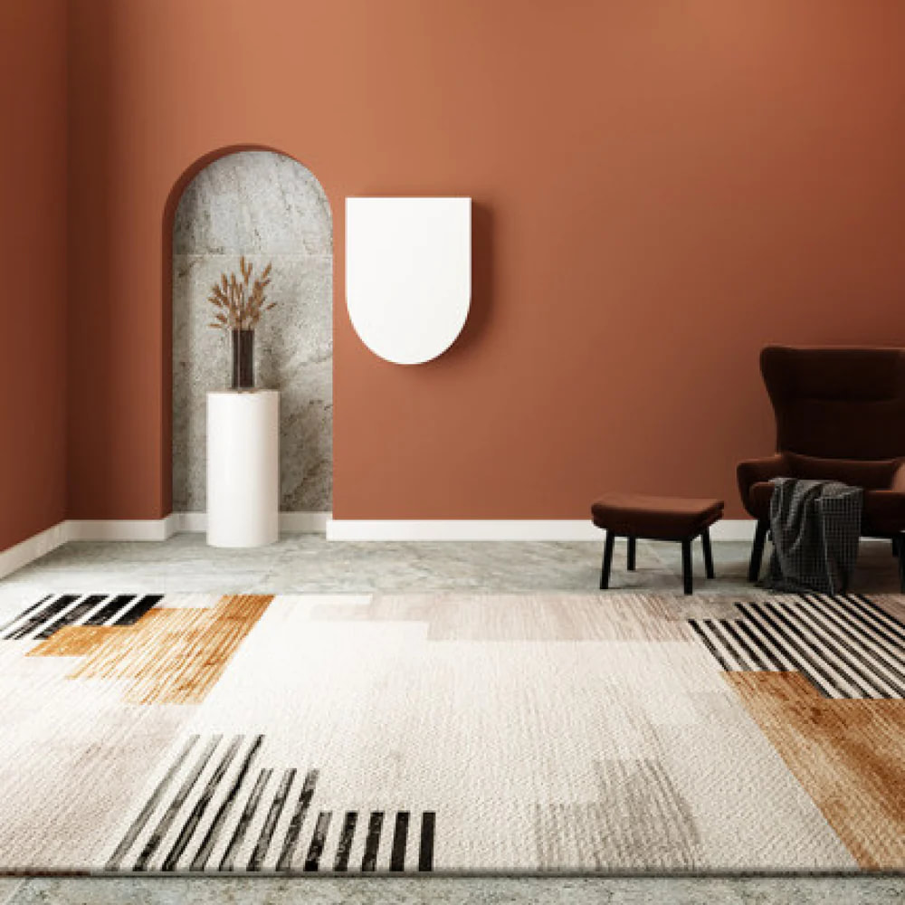 PRG-36 Minimalist Striped Mixed Nylon Polypropylene Multi-color Printed Machine-made Rug