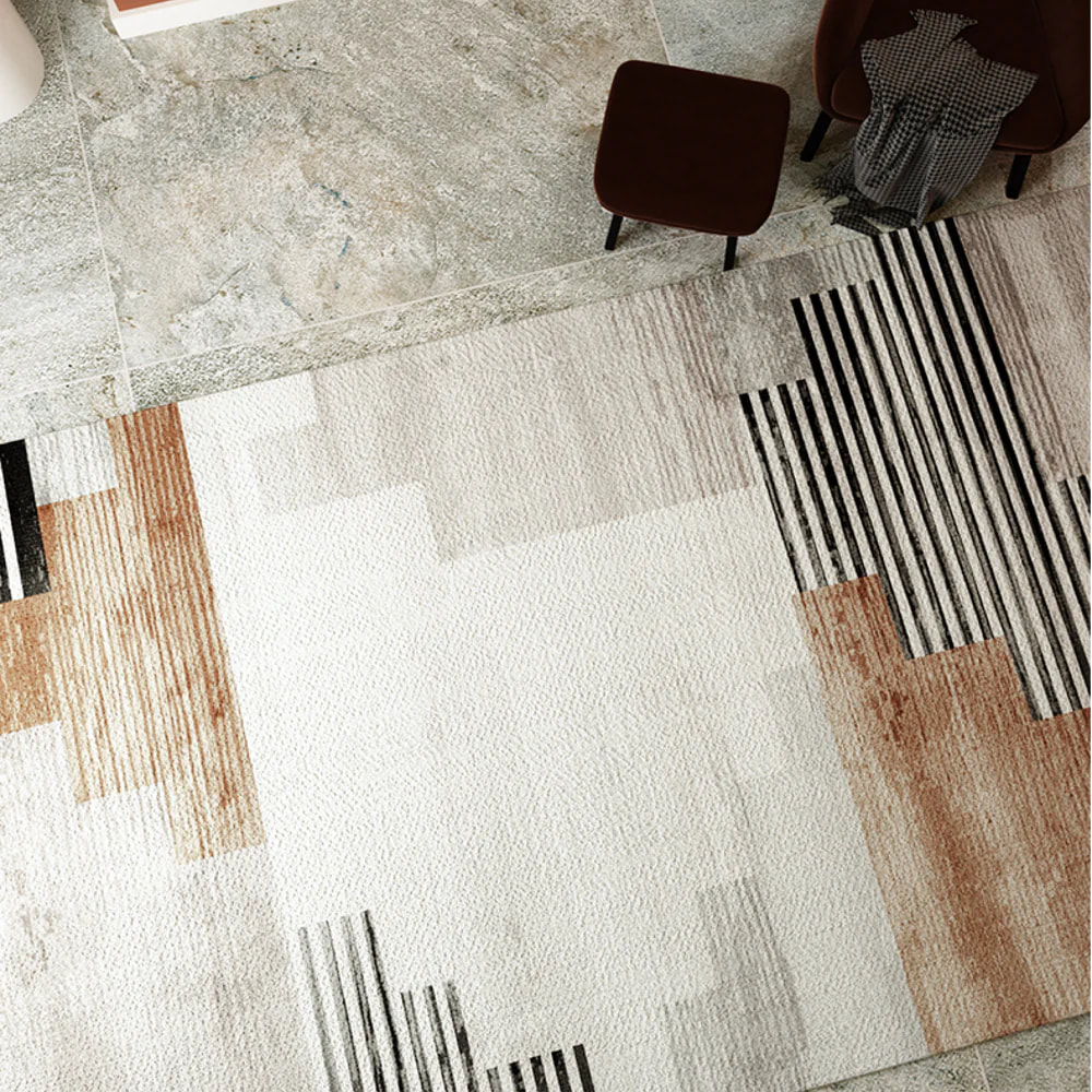 PRG-36 Minimalist Striped Mixed Nylon Polypropylene Multi-color Printed Machine-made Rug - Image 3