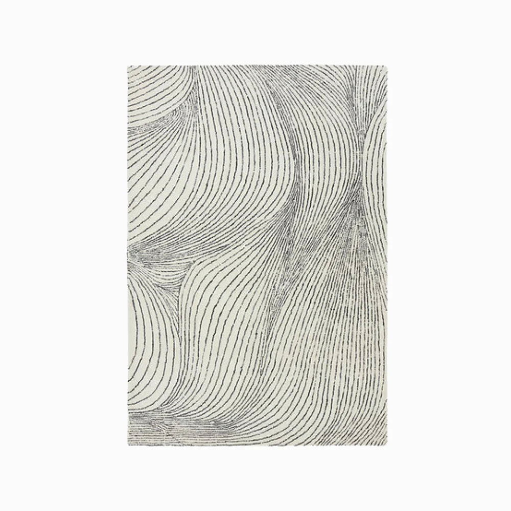 PRG-37 Minimalist Striped Mixed Nylon Polypropylene Black/White Printed Machine-made Rug - Image 2