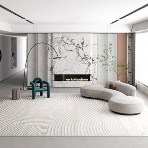 PRG-38 Modern Abstract Mixed Nylon Polypropylene Cream/Beige Printed Machine-made Rug