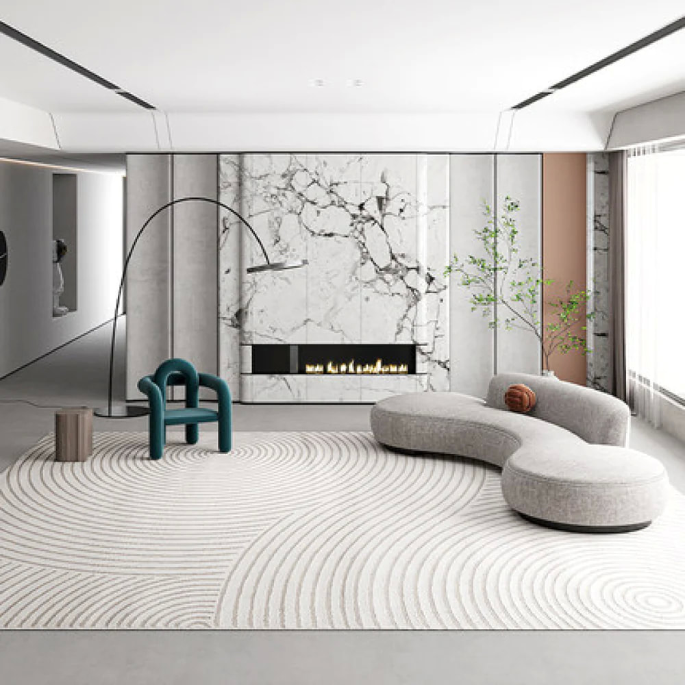 PRG-38 Modern Abstract Mixed Nylon Polypropylene Cream/Beige Printed Machine-made Rug