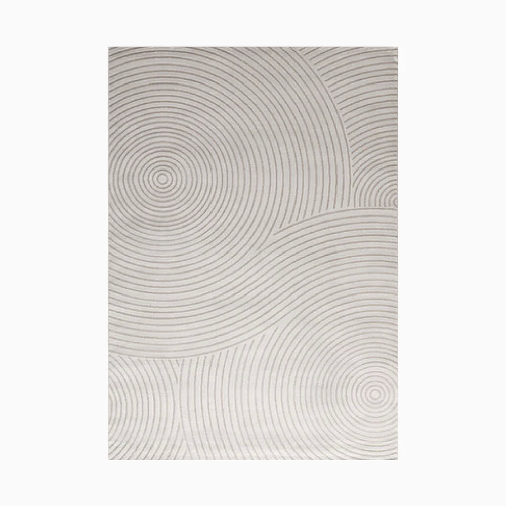 PRG-38 Modern Abstract Mixed Nylon Polypropylene Cream/Beige Printed Machine-made Rug - Image 2
