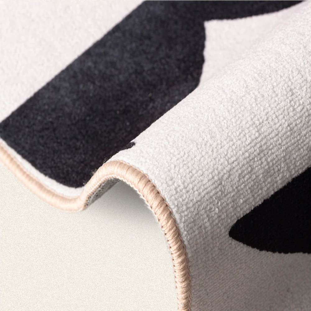 PRG-39 Modern Contemporary Abstract Mixed Nylon Polypropylene Black/White Printed Machine-made Rug - Image 2