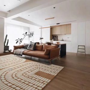 PRG-40 Modern Contemporary Abstract Mixed Nylon Polypropylene Beige/Gold Printed Machine-made Rug