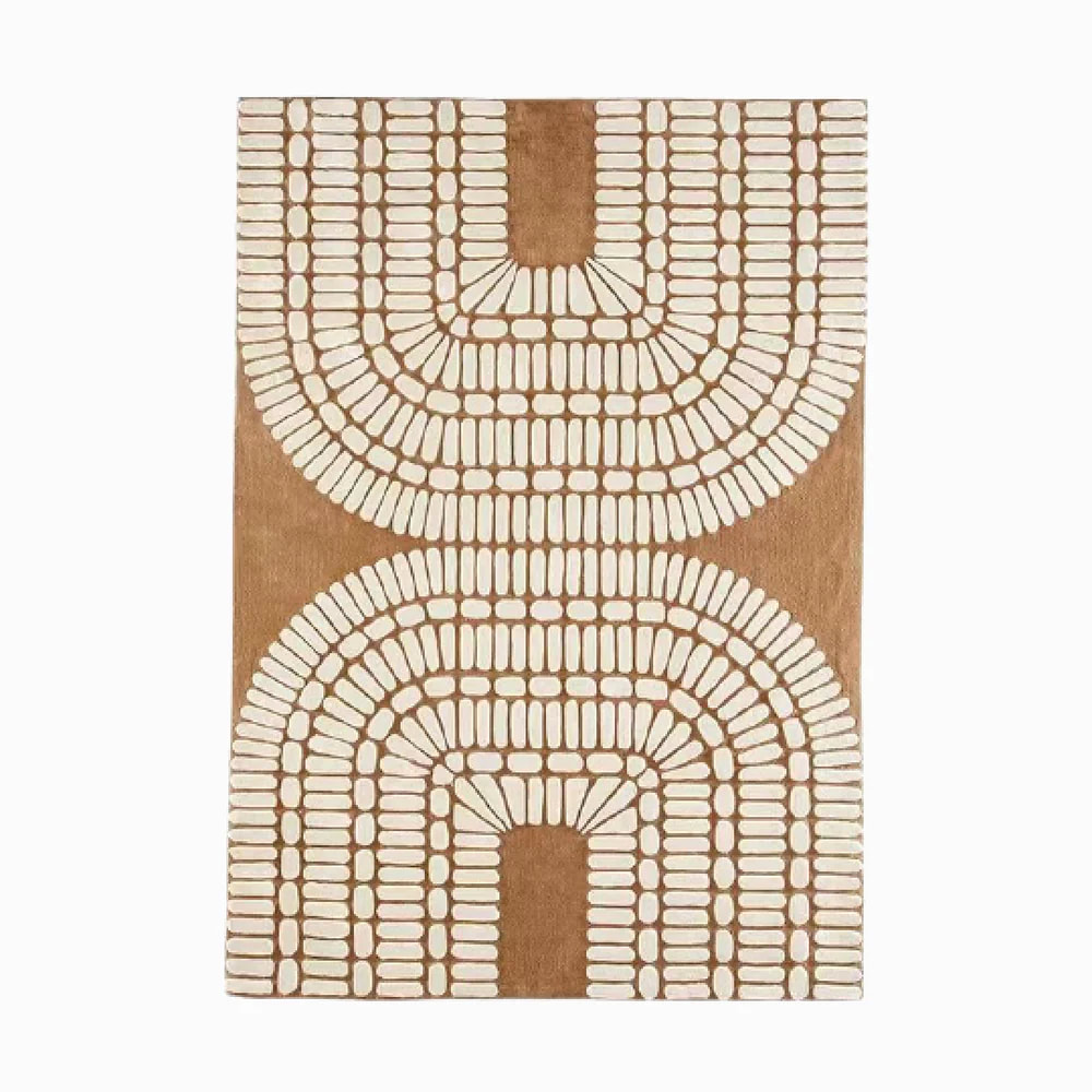 PRG-40 Modern Contemporary Abstract Mixed Nylon Polypropylene Beige/Gold Printed Machine-made Rug - Image 2