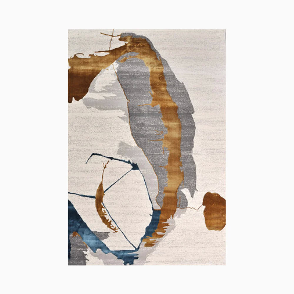 PRG-41 Mid-Century Modern Abstract Mixed Nylon Polypropylene Multi-color Printed Machine-made Rug - Image 3