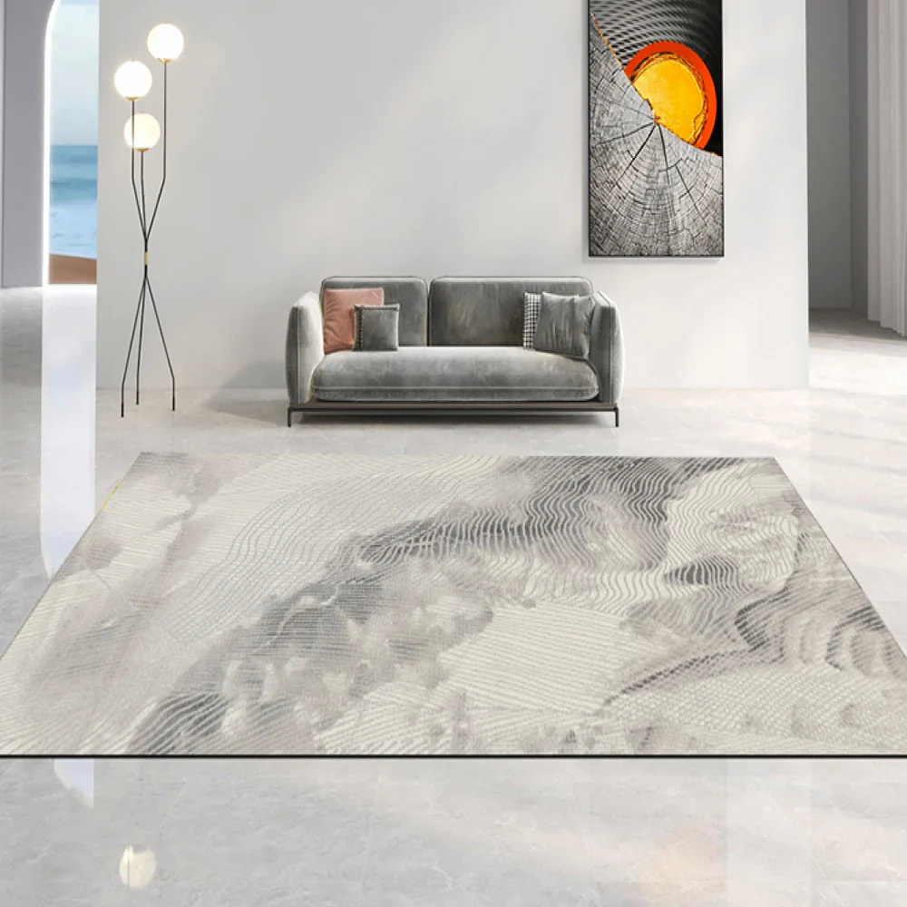 PRG-45 Modern Abstract Mixed Nylon Polypropylene Gray Printed Machine-made Rug - Image 2