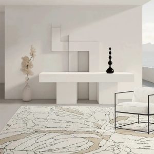 PRG-6 Modern Contemporary Abstract Mixed Nylon Polypropylene Ivory Printed Machine-made Rug