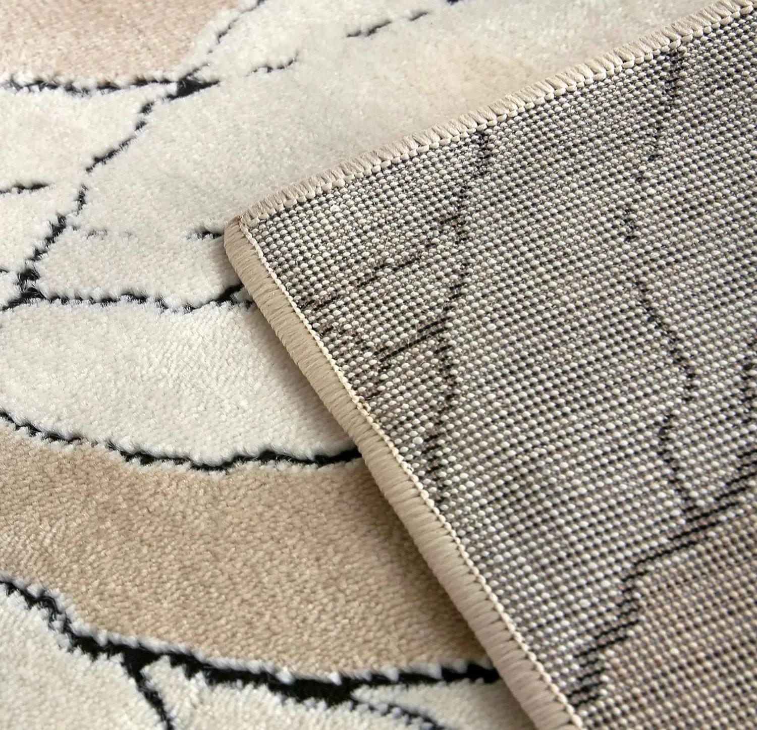 PRG-6 Modern Contemporary Abstract Mixed Nylon Polypropylene Ivory Printed Machine-made Rug - Image 3