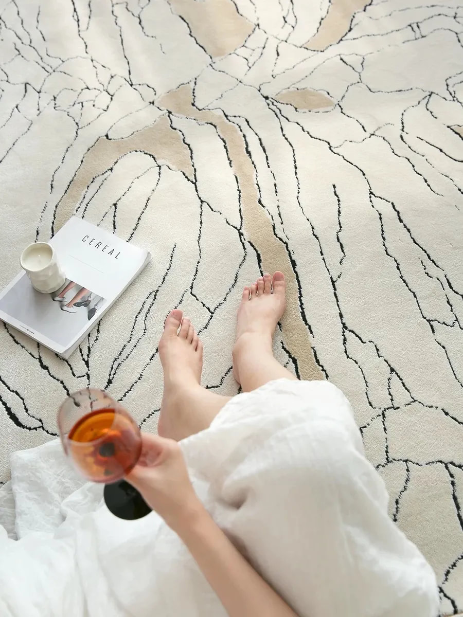 PRG-6 Modern Contemporary Abstract Mixed Nylon Polypropylene Ivory Printed Machine-made Rug - Image 4