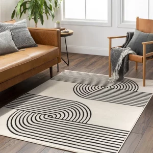 PRG-8 Modern Contemporary Geometric Mixed Nylon Polypropylene Ivory Printed Machine-made Rug