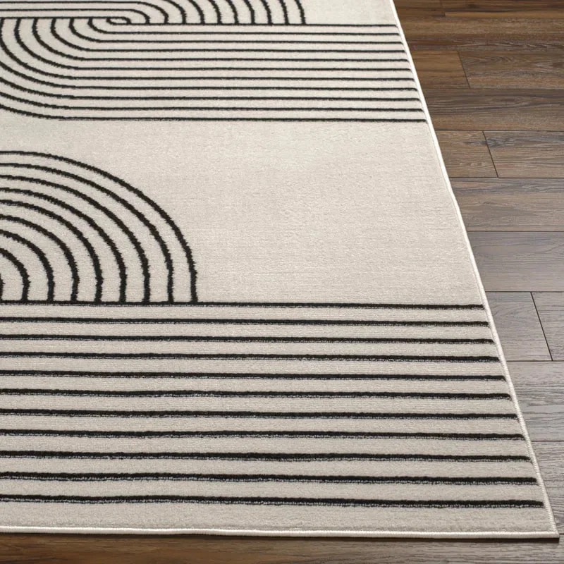 PRG-8 Modern Contemporary Geometric Mixed Nylon Polypropylene Ivory Printed Machine-made Rug - Image 2