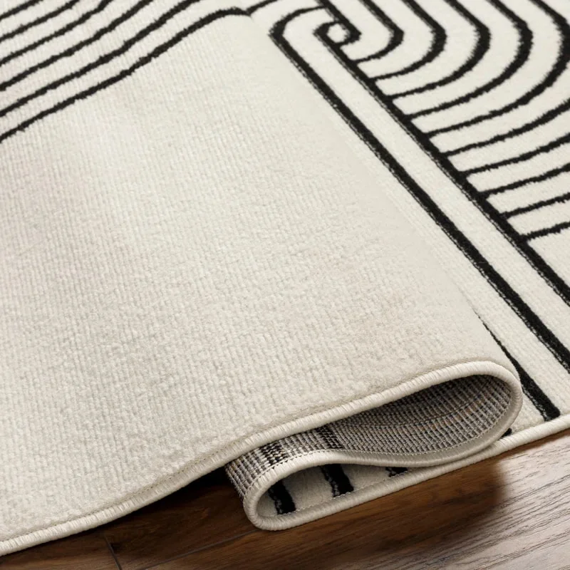 PRG-8 Modern Contemporary Geometric Mixed Nylon Polypropylene Ivory Printed Machine-made Rug - Image 3