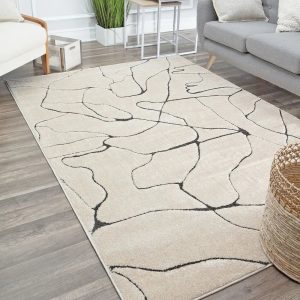 PRG-9 Modern Contemporary Abstract Mixed Nylon Polypropylene Beige Printed Machine-made Rug