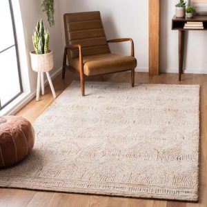 RG-1 Bohemian Abstract Jute & Wool Ivory Handtufted Handmade Rug