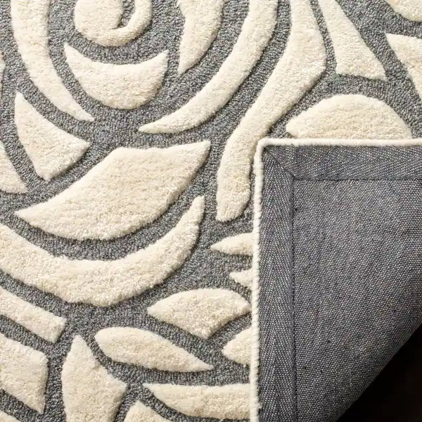 RG-100 Transitional Abstract Wool & Viscose Ivory/Gray Handtufted Handmade Rug - Image 5