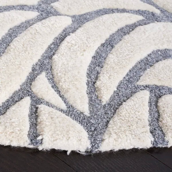 RG-100 Transitional Abstract Wool & Viscose Ivory/Gray Handtufted Handmade Rug - Image 6